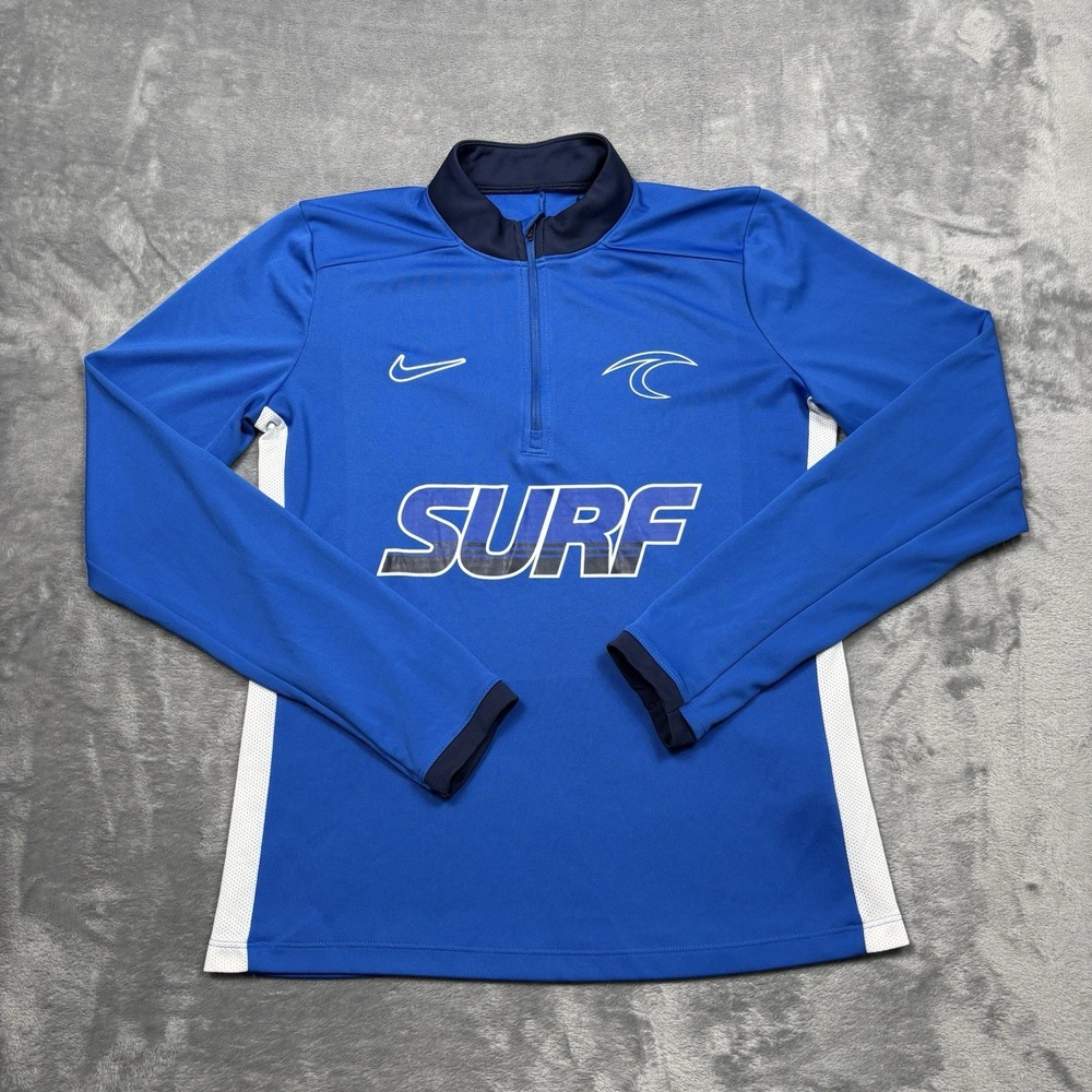 Nike Dri Fit Surf Quarter Zip Pullover Women's Small Blue Athletic Training Top
